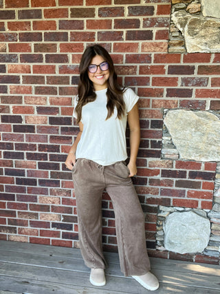 Mocha Fleece Palazzo Pants