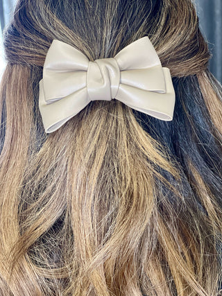 Tan Leather Bow