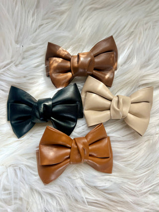 Tan Leather Bow