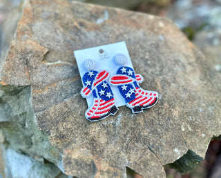Red White and Blue Cowboy Boot Dangles