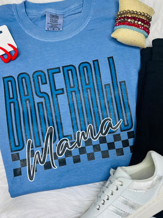 Checkered Baseball Mama Tee