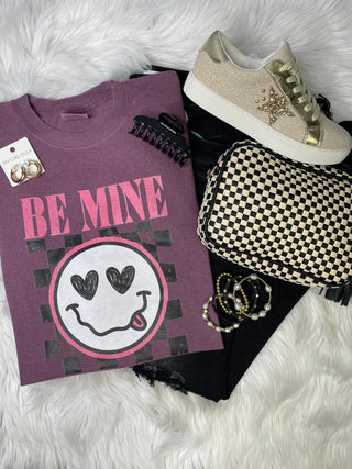 Be Mine Checkered Smile Valentines Tee