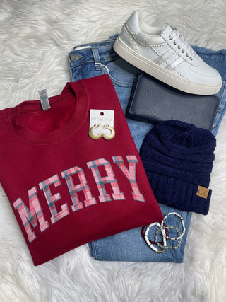 Merry Red Plaid Crewneck