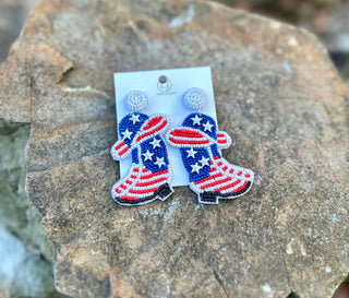 Red White and Blue Cowboy Boot Dangles