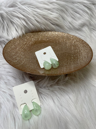 Sage Green Tear Drop Earrings