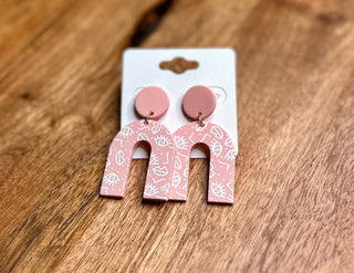 Pink Eyelash Clay Earrings