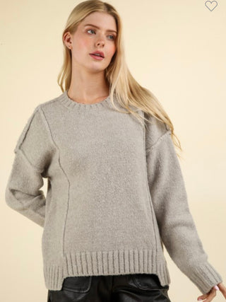 Grey Fuzzing Feeling Oversized Sweater