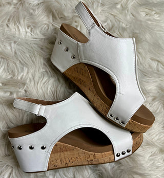 Carley White Smooth Wedges