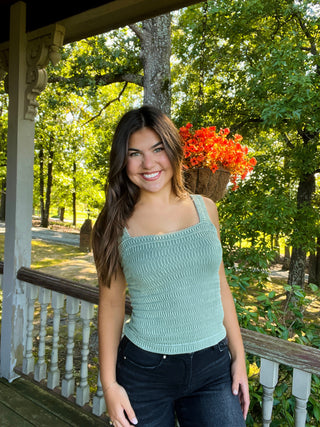 Light Olive Seamless Wrinkle Stone Tank