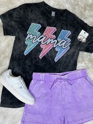 Mama Mineral Wash Lighting Bolt Tee