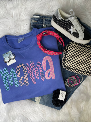Mama Multi Checker Print Crewneck