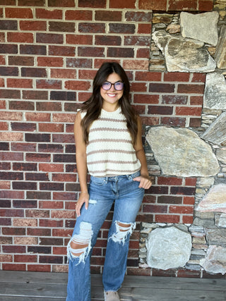 Taupe Classic Chunky Sleeveless Sweater