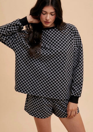 Black Checkered Pullover