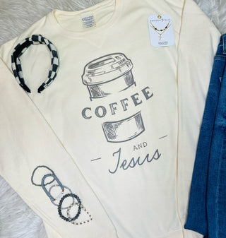 Coffee And Jesus Comfort Wash Crew