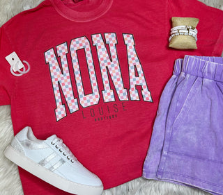 Nona Checker Print Tee