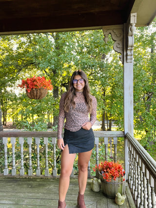 Black Faux Leather Skort