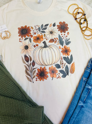 Flowers and Pumpkin Fall Tee