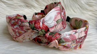 Pink Satin Floral Headband