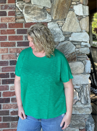 Kelly Green Short Sleeve Knit Top