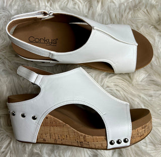 Carley White Smooth Wedges