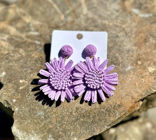 Purple Flower Earrings