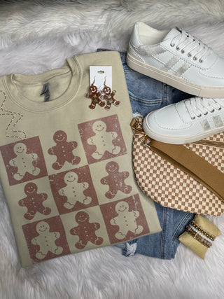 Checker Gingerbread Men Crewneck