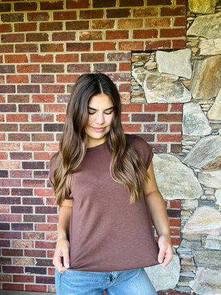 Brown Slub Rolled Tee