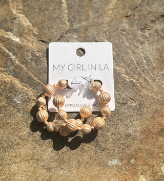 Nichelle Gold Beaded Hoop Earrings