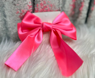 Neon Pink Clip In Bow