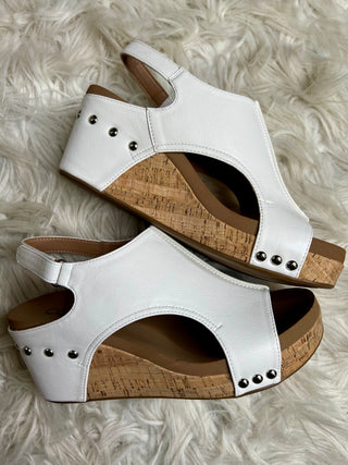 Carley White Smooth Wedges