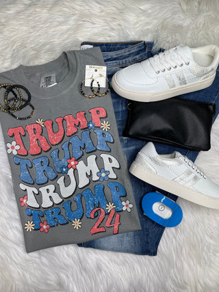 Grey Trump Floral Tee