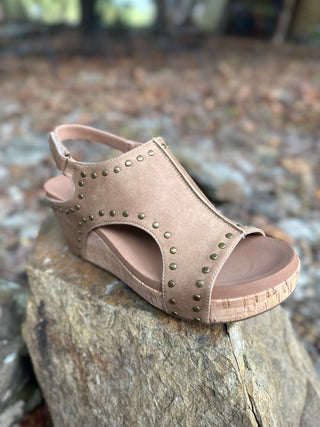 Taupe Oil Studs Carley Wedge