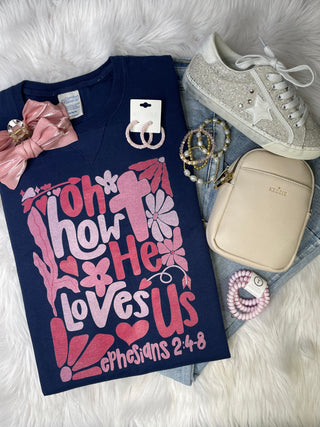 Oh How He Loves Us Comfort Wash Crewneck