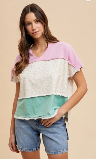 Candy Pink Color Block Top
