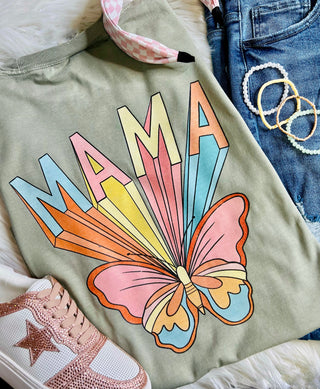 Mama Butterfly Tee Front & Back Design Tee