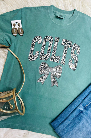Colts Cheetah Print Bow Tee