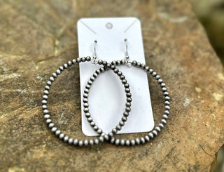 Grey Beaded Hoops