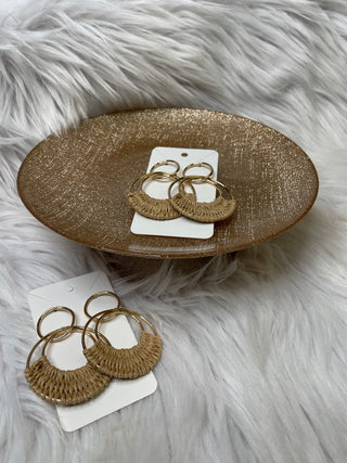Brown Thread Gold Hoop Earrings