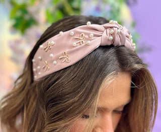 Mauve Bow Charm Headband
