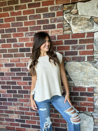 Sand Beige Crewneck Sweater Vest