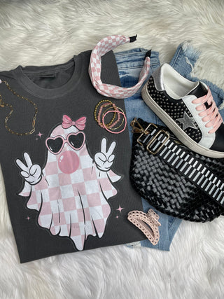 Checkered Bubble Gum Ghost Tee