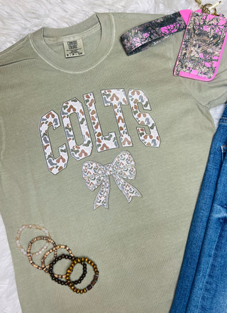 Colts Camo Print Bow Tee