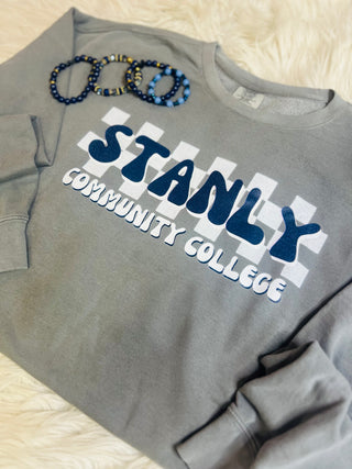 Stanly Community College Checkered Crewneck