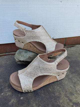 Carley Silver Raffia Wedge