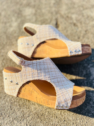 Carley Sand Tweed Wedge