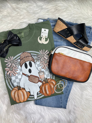 Checkered Floral Ghost Tee