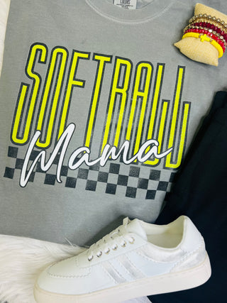 Checkered Softball Mama Tee