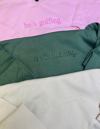 He's Embroidered Crewneck