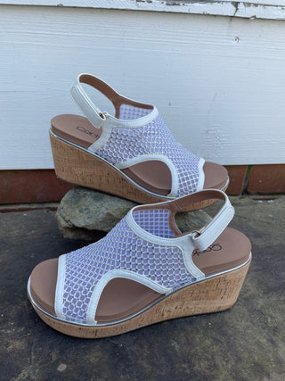 Carley White Mesh Wedges