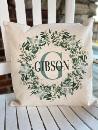 Wreath "Initial" Pillow